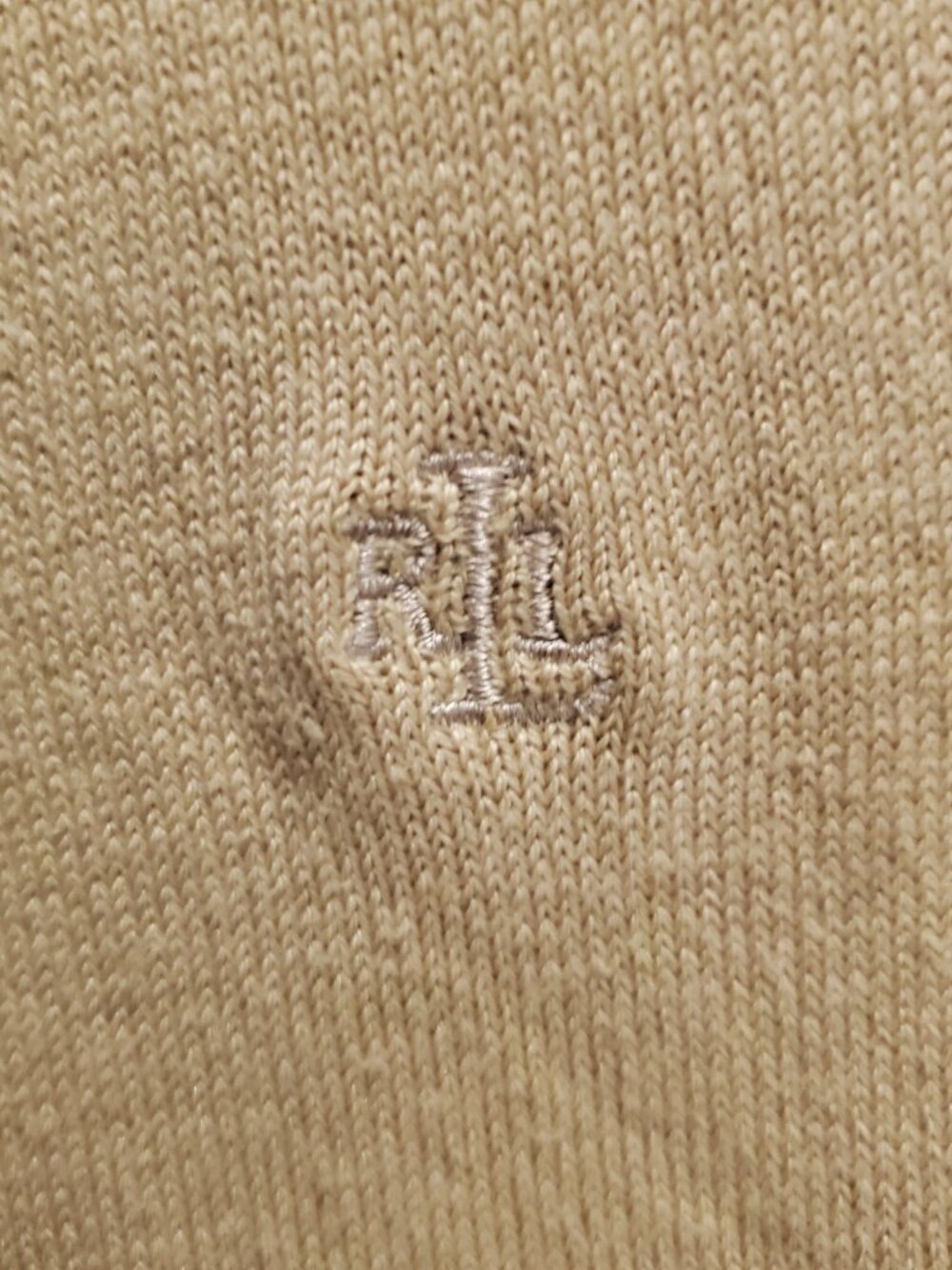 Lauren Ralph Lauren Tan Short Sleeve Turtleneck with Embroidered LRL Crest Small - Picture 3 of 8